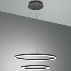 Fabas Luce Suspension LED Giotto, à 2 lampes, noire| Suspensions Led|Suspensions