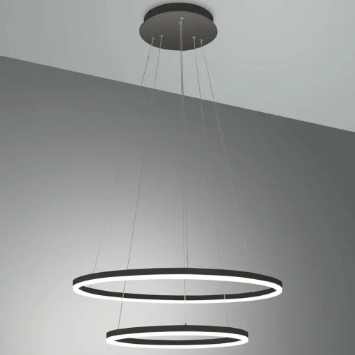 Fabas Luce Suspension LED Giotto, à 2 lampes, noire| Suspensions Led|Suspensions