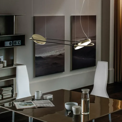 Sil-Lux Suspension LED Giotto, à 2 lampes, groupée, dorée| Suspensions Led|Suspensions