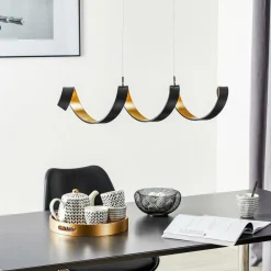 Eco-Light Suspension LED Helix, noir-doré, 80 cm| Suspensions Led|Suspensions