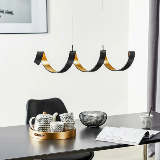 Eco-Light Suspension LED Helix, noir-doré, 80 cm| Suspensions Led|Suspensions