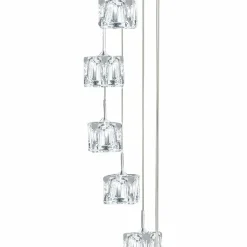 Searchlight Suspension LED Ice Cube, 8 lampes, chrome, verre cristal| Suspensions Led|Suspensions