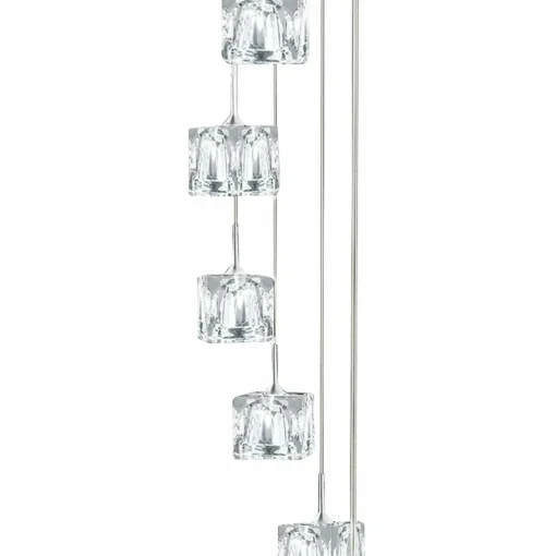 Searchlight Suspension LED Ice Cube, 8 lampes, chrome, verre cristal| Suspensions Led|Suspensions