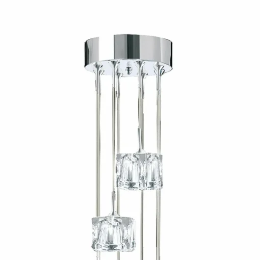 Searchlight Suspension LED Ice Cube, 8 lampes, chrome, verre cristal| Suspensions Led|Suspensions