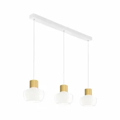 Fabas Luce Suspension LED Kino, 3 lampes, allongée, blanc, verre| Suspensions Led|Suspensions