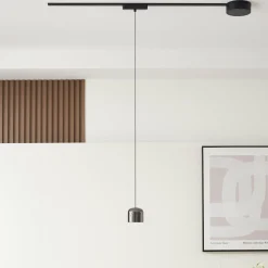 Lindby Suspension LED Lumaro,noir,Ø8,2cm,alu,48V,intensité variable| Luminaires Led D'Intérieur