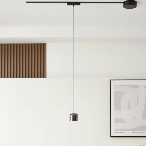 Lindby Suspension LED Lumaro,noir,Ø8,2cm,alu,48V,intensité variable| Luminaires Led D'Intérieur