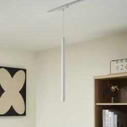 Lindby Suspension LED Lumaro, blanc, Ø 3cm,alu,48V,intensité variable| Luminaires Led D'Intérieur