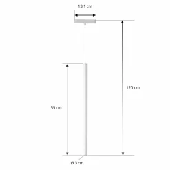 Lindby Suspension LED Lumaro, blanc, Ø 3cm,alu,48V,intensité variable| Luminaires Led D'Intérieur