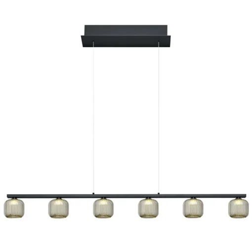 HELL Suspension LED Loft avec verre fumé, à 6 lampes| Suspensions Led|Suspensions