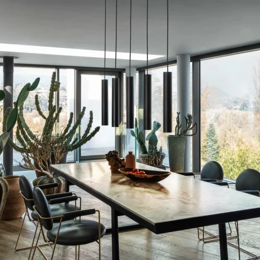 Ideallux Suspension LED Look de forme allongée, noire| Suspensions Led|Suspensions
