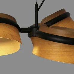 FARO BARCELONA Suspension LED Loop, cerisier/noir, bois, longueur 52 cm| Suspensions Led|Suspensions