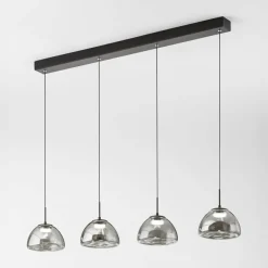 Fabas Luce Suspension LED Lucille, à 4 lampes, gris fumé, CCT, variateur d'intensité| Suspensions Led|Suspensions