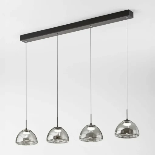 Fabas Luce Suspension LED Lucille, à 4 lampes, gris fumé, CCT, variateur d'intensité| Suspensions Led|Suspensions