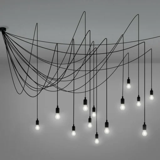 SELETTI Suspension LED Maman noire 14 lampes transparente| Suspensions Led|Suspensions