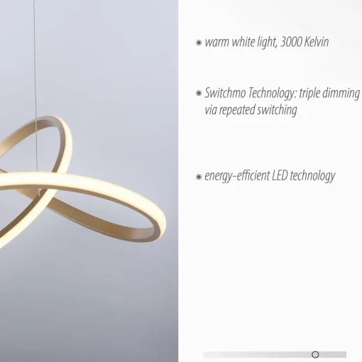 JUST LIGHT. Suspension LED Maria, 3-step-dim, laiton| Suspensions Led|Suspensions
