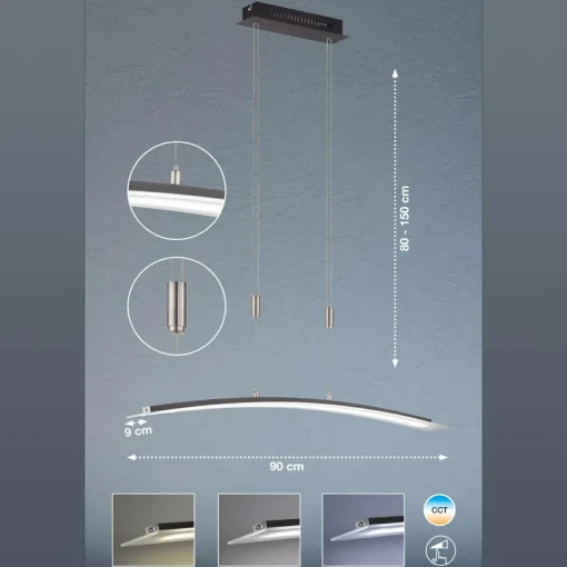 FISCHER & HONSEL Suspension LED Metis dimmable CCT noire 90cm| Suspensions Led|Suspensions