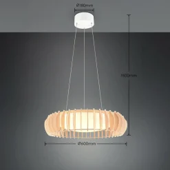 Reality Leuchten Suspension LED Monte, Ø 60 cm, bois clair, bois, CCT| Suspensions Led|Suspensions