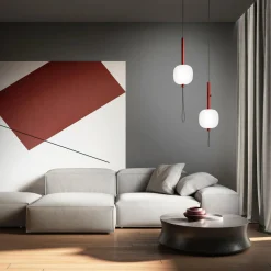 Kundalini Suspension LED Motus en verre, rouge| Suspensions Led|Suspensions