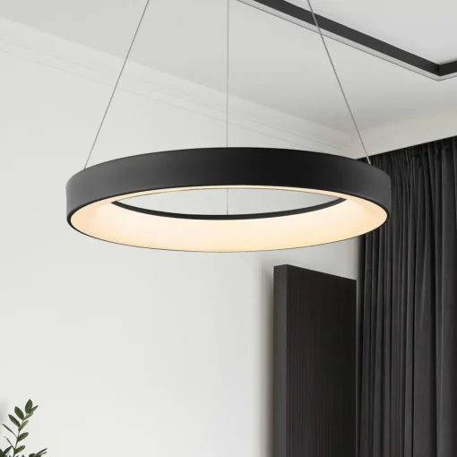 Mantra Iluminación Suspension LED Niseko II, télécommande, Ø 38 cm, noir| Suspensions Led|Suspensions