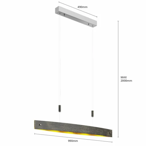 Lucande Suspension LED noire Lio avec motif doré| Suspensions Led|Suspensions