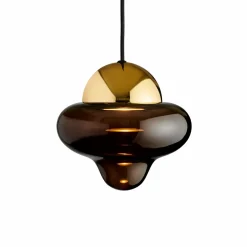 DESIGN BY US Suspension LED Nutty, brun / doré, Ø 18,5 cm, verre| Suspensions Led|Suspensions