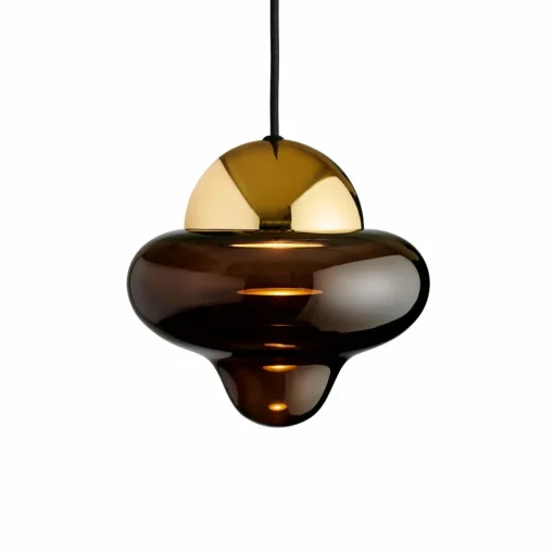 DESIGN BY US Suspension LED Nutty, brun / doré, Ø 18,5 cm, verre| Suspensions Led|Suspensions