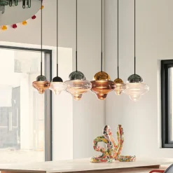 DESIGN BY US Suspension LED Nutty, gris fumé / or, Ø 18,5 cm, verre| Suspensions Led|Suspensions