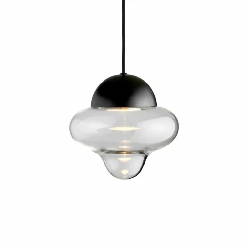 DESIGN BY US Suspension LED Nutty, transparent / noir, Ø 18,5 cm, verre| Suspensions Led|Suspensions