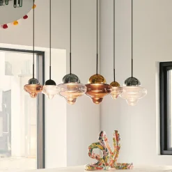 DESIGN BY US Suspension LED Nutty, transparent / noir, Ø 18,5 cm, verre| Suspensions Led|Suspensions
