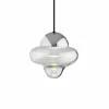 DESIGN BY US Suspension LED Nutty, transparent / chrome, Ø 18,5 cm, verre| Suspensions Led|Suspensions