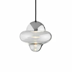 DESIGN BY US Suspension LED Nutty, transparent / chrome, Ø 18,5 cm, verre| Suspensions Led|Suspensions