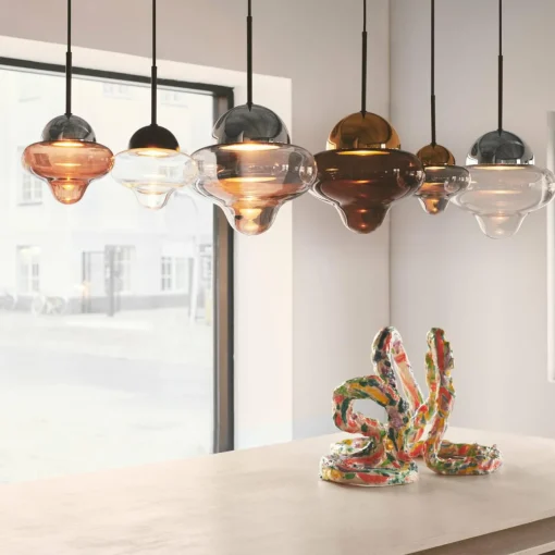 DESIGN BY US Suspension LED Nutty XL, gris fumé / chrome, Ø 30 cm| Suspensions Led|Suspensions