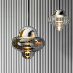 DESIGN BY US Suspension LED Nutty XL, gris fumé / chrome, Ø 30 cm| Suspensions Led|Suspensions