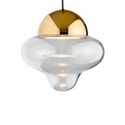 DESIGN BY US Suspension LED Nutty XL, transparent / doré, Ø 30 cm, verre| Suspensions Led|Suspensions