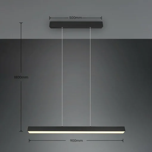 Trio Lighting Suspension LED Paros DUOline, poutre, noir| Luminaires Led D'Intérieur