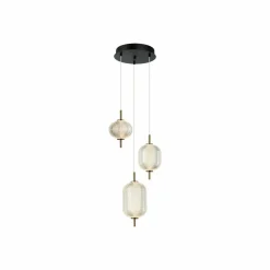Viokef Suspension LED Pellucid, bronze/clair, à 3 lampes| Suspensions Led|Suspensions
