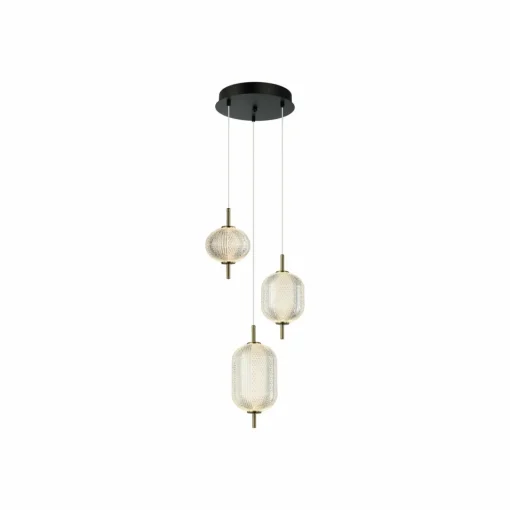 Viokef Suspension LED Pellucid, bronze/clair, à 3 lampes| Suspensions Led|Suspensions