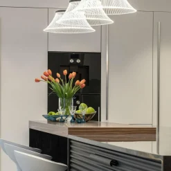 Martinelli Luce Suspension LED Plissé, abat-jour gravé au laser| Suspensions Led|Suspensions