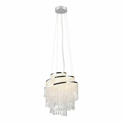 Reality Leuchten Suspension LED Pomp, Ø 48 cm, chrome, acrylique/métal, CCT| Suspensions Led|Suspensions