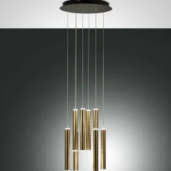 Fabas Luce Suspension LED Prado, or, 8 lampes, Ø 40 cm, intensité variable| Suspensions Led|Suspensions