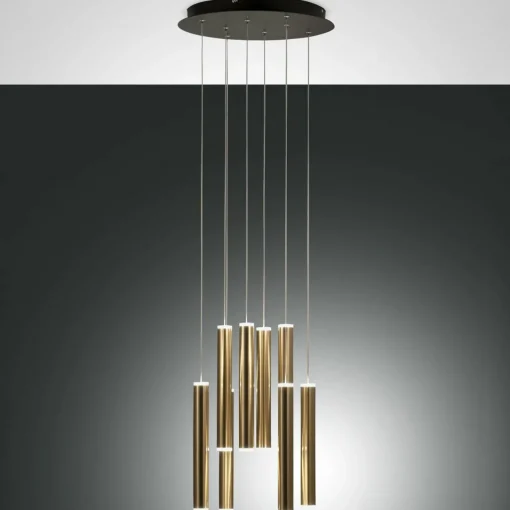 Fabas Luce Suspension LED Prado, or, 8 lampes, Ø 40 cm, intensité variable| Suspensions Led|Suspensions