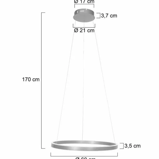 Steinhauer Suspension LED Ringlux, Ø 60 cm, à 2 lampes, acier| Suspensions Led|Suspensions