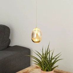 Schuller Valencia Suspension LED Rocio à 1 lampe, métal, verre, or| Suspensions Led|Suspensions