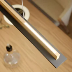 quitani Suspension LED Rothfels Lexa, chêne/noir, longueur 78 cm| Suspensions Led|Suspensions