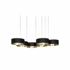 Masiero Suspension LED Sound Or6, à 6 lampes, noir, Up&Down| Suspensions Led|Suspensions