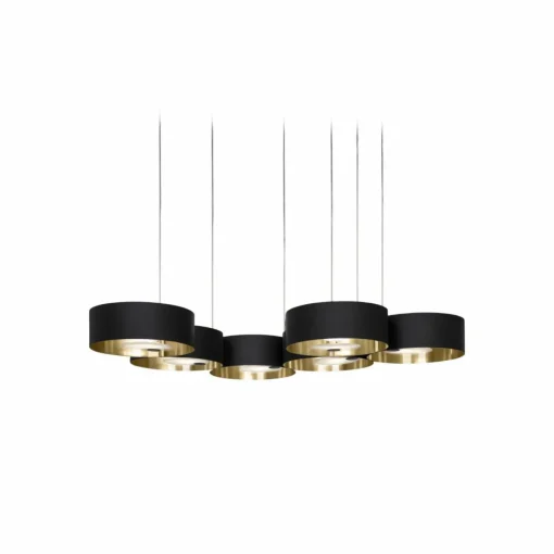 Masiero Suspension LED Sound Or6, à 6 lampes, noir, Up&Down| Suspensions Led|Suspensions