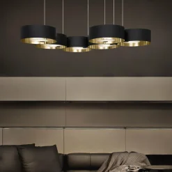 Masiero Suspension LED Sound Or6, à 6 lampes, noir, Up&Down| Suspensions Led|Suspensions
