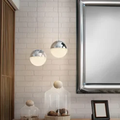 Schuller Valencia Suspension LED Sphere, chromé, à 1 lampe, Ø 12 cm| Suspensions Led|Suspensions