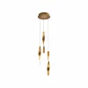 Schuller Valencia Suspension LED Twist, 3 lampes. Aluminium, métal, acrylique, doré| Suspensions Led|Suspensions